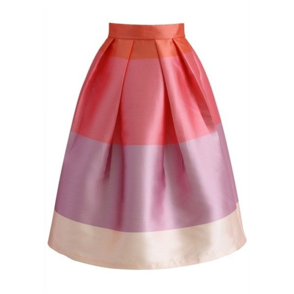 NWT Chicwish Pink A-Line Colorblock Skirt